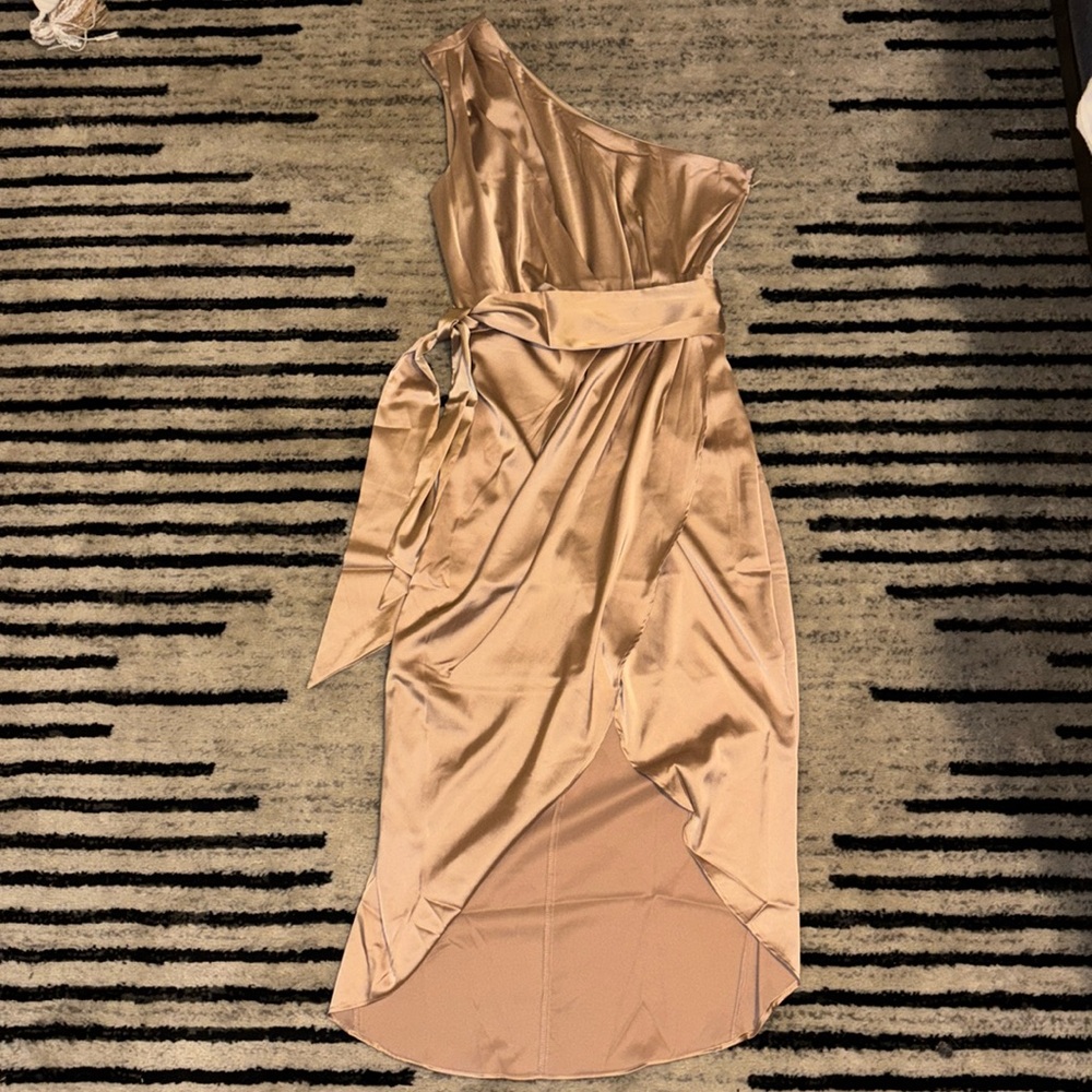 Champagne one-shoulder dress
